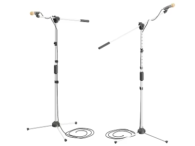 Entertainment Electrical Professional Adjustable Microphone Stands With Microphones And Cables 3d model