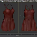 Stylish Red Spaghetti Strap Dress Front and Back View with Flowy Skirt