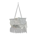 Cozy Woven Hanging Chair With Soft Patterned Pillows And Plaid Blanket