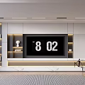 Modern TV Background Wall With Marble Accent LED Strip Lighting And Built in Storage Shelves