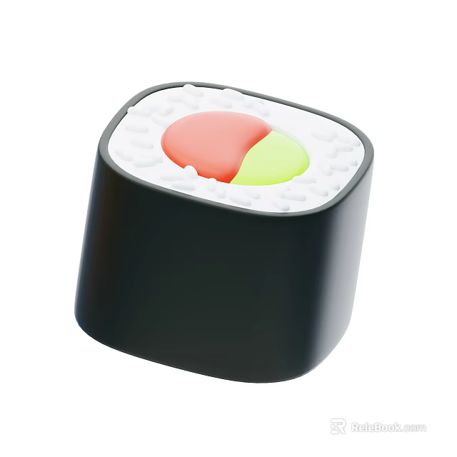 Square Shaped Sushi With Red And Green Fillings White Rice And Black Seaweed 3d model 