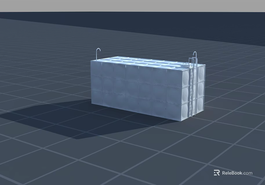 Concrete Tower Structure With Metal Hooks And Grid Floor Design 3d model 