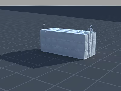 Concrete Tower Structure With Metal Hooks And Grid Floor Design 3d model