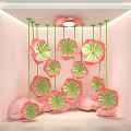Vibrant Pink Green Photo Spot With Hanging Flowers And Cloud Decorations