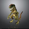 Realistic Dinosaur Figure With Green Yellow Body Red Head And Fierce Pose