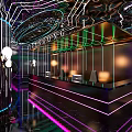 Modern KTV Interior Design With Neon Lights Bar Counter And Stylish Decor