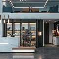 Modern Clubhouse Grand Lobby With Sculptural Artwork And Statement Chandelier