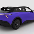 Purple Electric Car With Sleek Modern Exterior And Black Roof Design