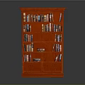 Red Wooden Bookcase With Multiple Shelves Filled With Books For Home