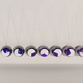 Hanging Spherical Decorative Ornaments With Blue Purple Gradient Color Arranged In Row