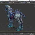 Mythical Skeleton Horse With Ornate Saddle Green Hooves And Red Accents