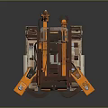 Detailed Mechanical Armored Weapon Design With Tracks And Orange Brown Components 3d model