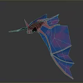 Game Movie Character Pink Blue Gradient Bat with Translucent Wings 3d model