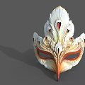 Traditional Venetian Mask With Feather Shaped Design And Colorful Ornate Details