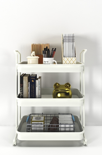 Modern Storage Rack Simple Trolley Storage Rack Furnishings Combination 3d model