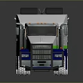 Heavy Duty Truck With White Blue Green Stripe Cab Multiple Wheels And Platform