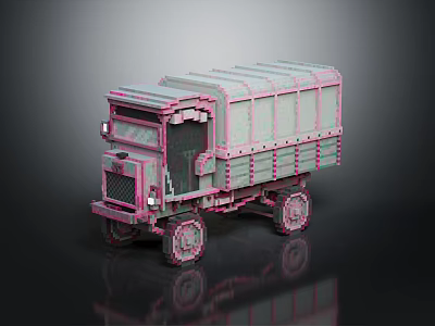 Pink Pixel Style Electric Toy Truck for Kids Fun Creative Play Experience 3d model