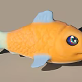 Orange Aquatic Fish Toy With Blue Fins Tail And Colorful Eye Scales