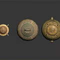 Traditional Carved Ceramic Sculptures Including Pagoda Shaped Handled and Lidded Vessels with Intricate Patterns