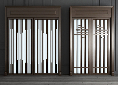 New Chinese-style sliding door 3d model