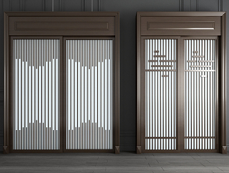 New Chinese-style sliding door 3d model