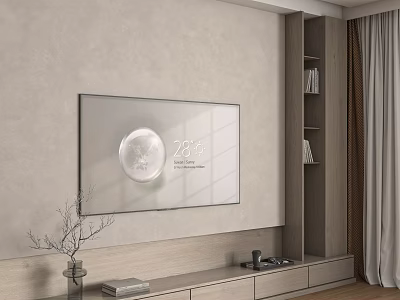 Modern TV Stand with Wall Mounted TV Decorative Vase and Storage Drawers 3d model