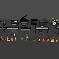 Diverse Entertainment Electronics Collection Featuring Pianos Keyboards Guitars Trumpets And Drum Set