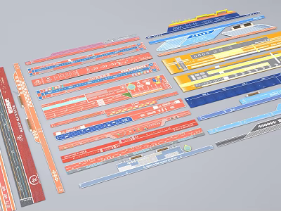 Fire Rescue Access Area Colorful Stripes Safety Marking Design Elements 3d model