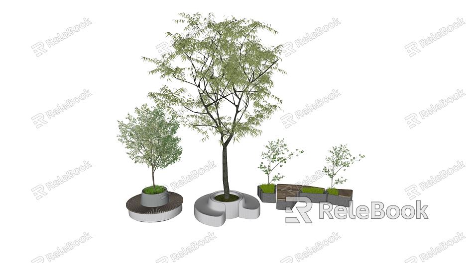 Modern Outdoor Chair Outdoor Landscape Seat Tree Pool Landscape Tree Tree Tree Pool model