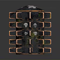 Multilayered Decorative Equipment With Skull Pattern Black Orange Structure And Top Decoration