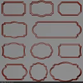 Decorative Red Frame Wall Decor With Various Shapes And Ornate Designs