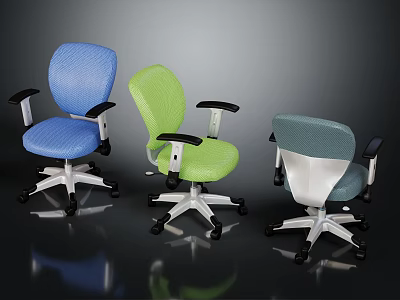Modern Mesh Office Chair with Multicolor Design Armrests and Swivel Wheels 3d model