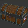 Wooden Storage Chest Furniture With Metal Straps Lock And Wooden Surface