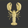 Shiny Golden Lobster Aquatic Animal With Large Claws And Smooth Exoskeleton Design