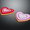 Heart Shaped Cookies With Red And Pink Icing And Decorative Sprinkles
