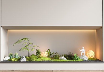 Modern landscape sketch interior landscape landscaping courtyard sketch plant combination plant pile micro landscape moon lamp ferns 3d model