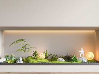 Modern landscape sketch interior landscape landscaping courtyard sketch plant combination plant pile micro landscape moon lamp ferns 3d model