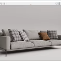 Modern three-seat sofa multiplayer sofa 3d model