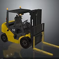 Yellow Komatsu Forklift Model 50 With Black Cabin And Front Forks Design