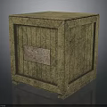 Vintage Wooden Crate With Textured Surface Metal Rivets And Brown Panel