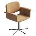 Modern Table and Chair Set with Beige Upholstered Armchair and Metal Base