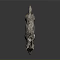 3D Render Of Gray And White Spotted Wolf With Open Mouth Standing On Dark Background