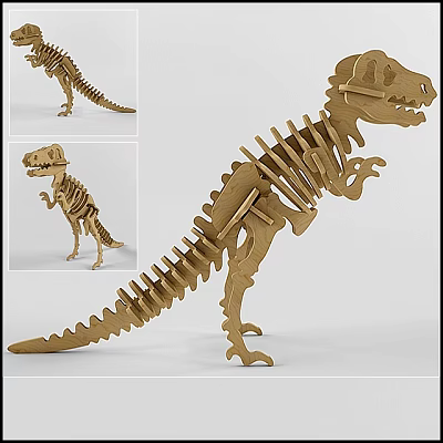 Wooden Building Blocks 3D T-Rex Dinosaur Skeleton Educational DIY Toy Model 3d model