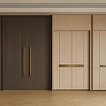 Modern Double Doors Interior Design With Dark Wood Panels And Brass Handles