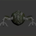 Green Spherical Mechanical Creature With Robotic Legs And Decorative Details