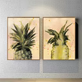 Decorative Plant Paintings Featuring Colorful Potted Plants And Various Leaf Patterns 3d model