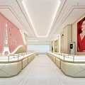 Luxurious Jewelry Store Interior With Elegant Counters Display Areas And Brand Signage