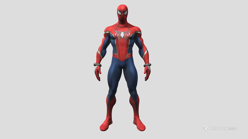 Spider Man Character In Red And Blue Costume With Spider Emblem And Gloves 3d model 