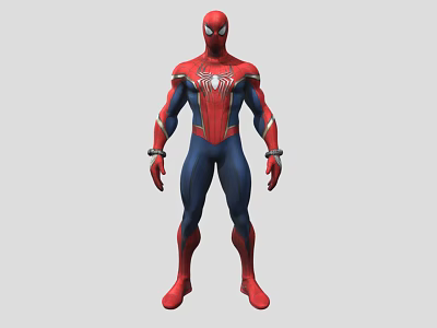 Spider Man Character In Red And Blue Costume With Spider Emblem And Gloves 3d model