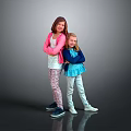 Two Young Girls With Long Shiny Hair And Happy Expressive Faces